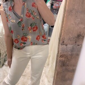 Cure floral striped sleeveless top size medium